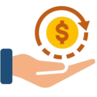 Icon of a car with rotating arrows indicating trade-in process